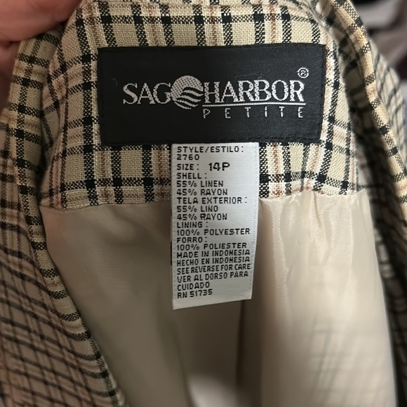 Vintage Linen Blend Plaid Oversized Long Blazer - Picture 5 of 6